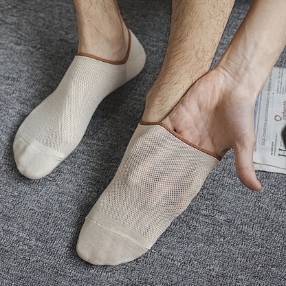 Zaventral 7 Pairs Men's Mesh Breathable No Show Socks - Non-Slip Shallow Mouth Cotton Blend Socks