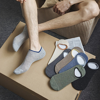 Zaventral 7 Pairs Men's Mesh Breathable No Show Socks - Non-Slip Shallow Mouth Cotton Blend Socks