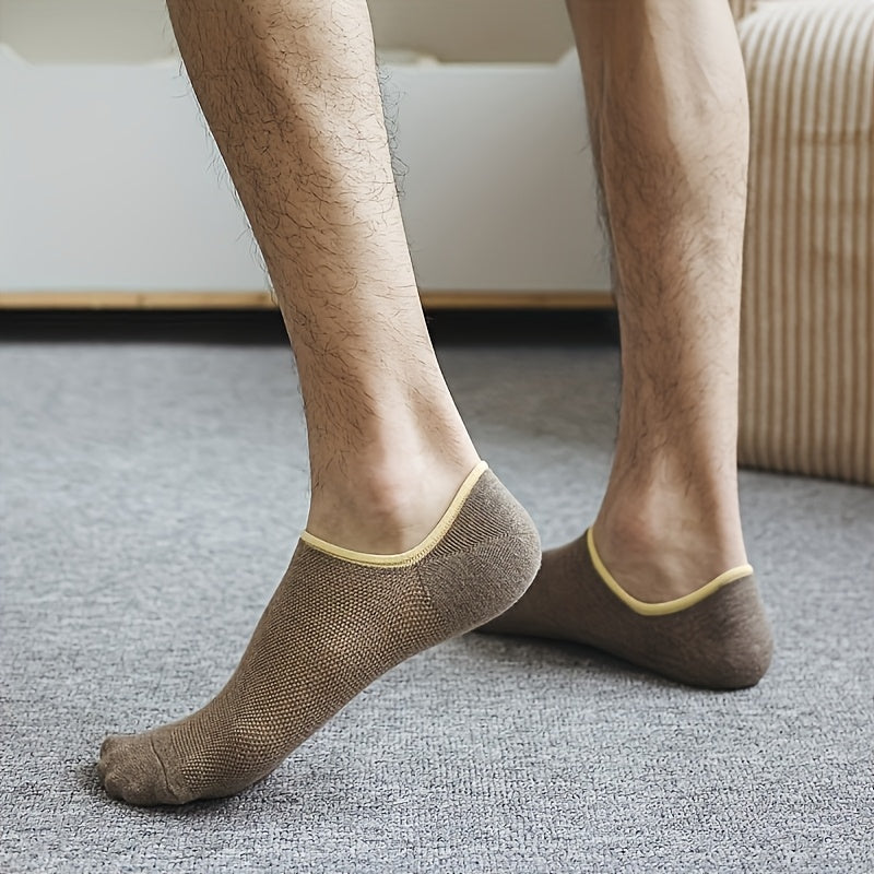 Zaventral 7 Pairs Men's Mesh Breathable No Show Socks - Non-Slip Shallow Mouth Cotton Blend Socks
