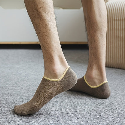 Zaventral 7 Pairs Men's Mesh Breathable No Show Socks - Non-Slip Shallow Mouth Cotton Blend Socks